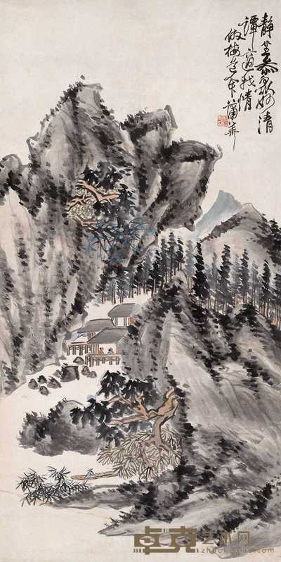 蒲华 秋山听泉 立轴 130×65.5cm